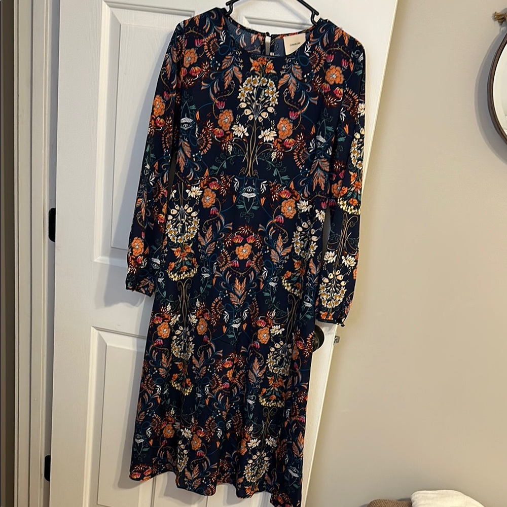 Long sleeve floral midi dress